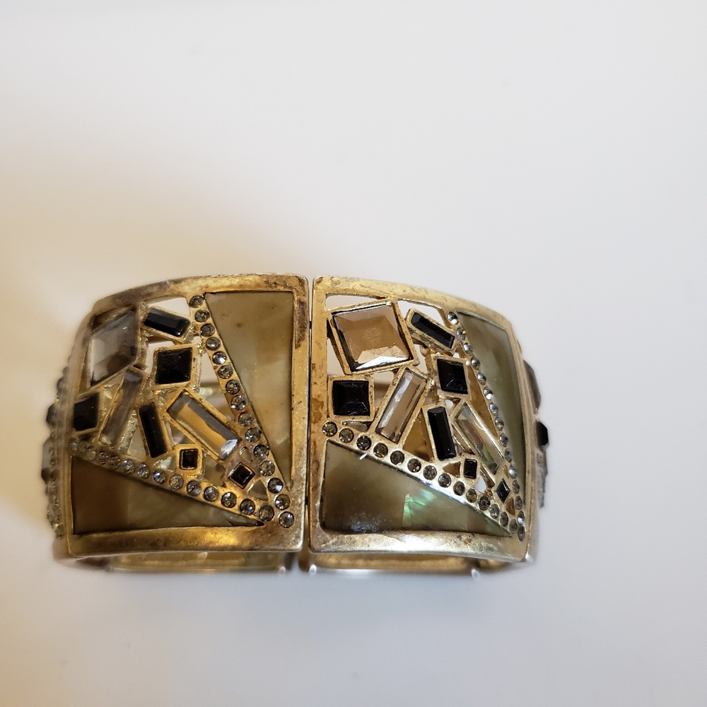 Lia Sophia Chunk Stretch Gold and Stone 3/4" High - Picture 3 of 7